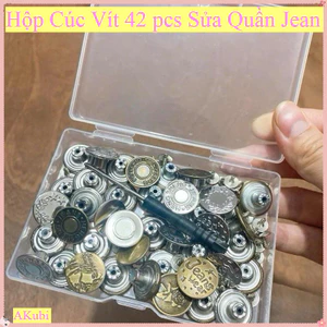 Hộp 42 Cúc Quần Inox Đồng Không Gỉ Kèm Tô Vít Tự Ghim Đường Kính 1.5cm Nhiều Họa Tiết Đa Dạng