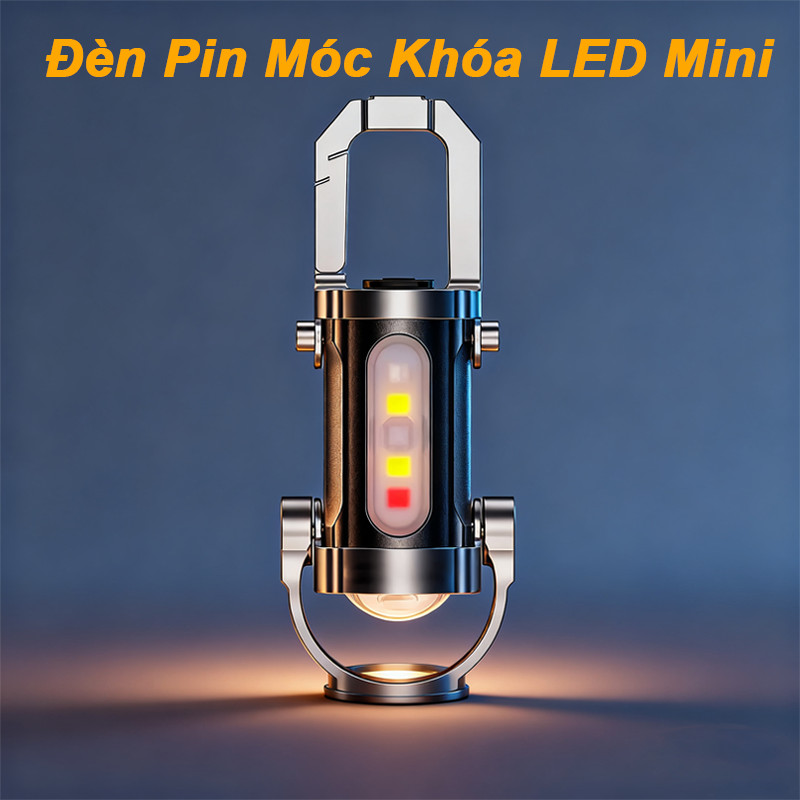 Đèn Pin Móc Khóa LED Mini，Đèn pin LED Mini có thể sạc lại USB， Móc khóa có đèn vonfram 3 chế độ