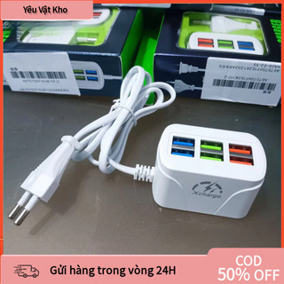 Củ Sạc Nhanh 6 Cổng USB A53 Cốc Sạc Đa Năng Chống Cháy Nổ Kèm Dây Nối Dài Chất Liệu ABS, Đầu Vào AC100-240V 50/60Hz 0.5A
