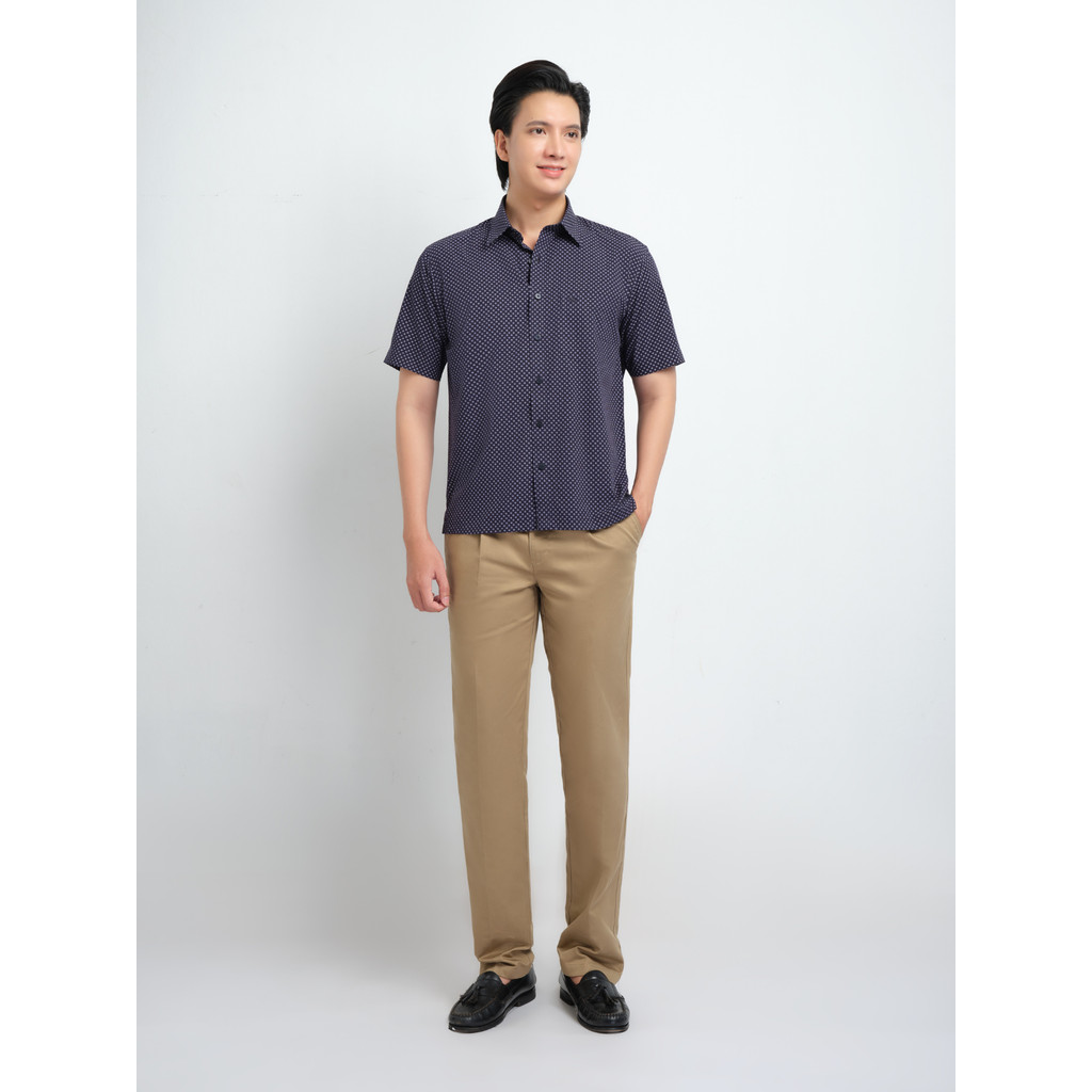 Áo sơ mi tay ngắn vạt ngang VIETTIEN SMART CASUAL vải Hoa hồng form REGULAR VT00000480