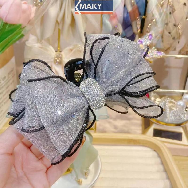 Onetimingcool Phong Cách Hàn Quốc Lưới Nơ Kim Cương Giả Vuốt Tóc Vintage Thanh Lịch Kẹp Tóc Kẹp Tóc Cho Nữ Thời Trang Phụ Kiện Tóc VN