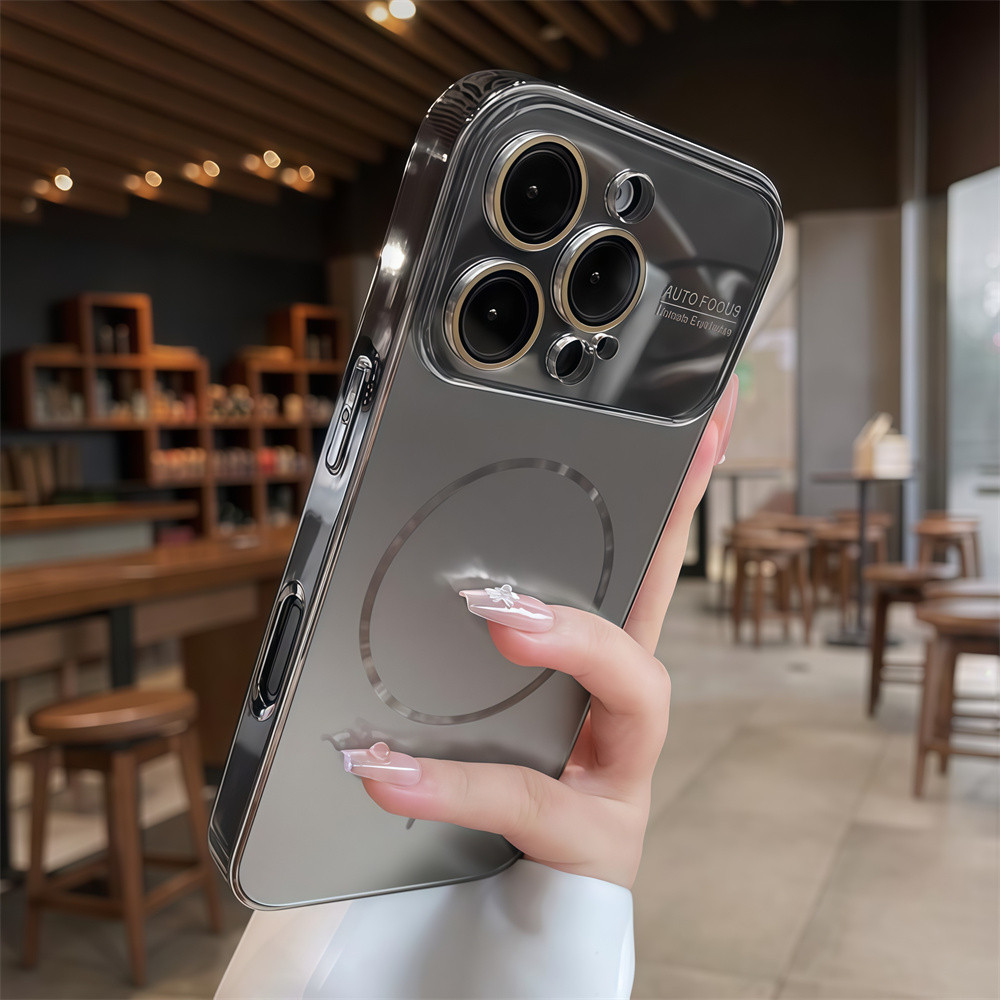 Ốp điện thoại từ tính cửa sổ lớn cho iPhone 17 Pro Max Air 16 14 15 pro max Bảo vệ ống kính chống rơi Vỏ cứng bảo vệ điện thoại