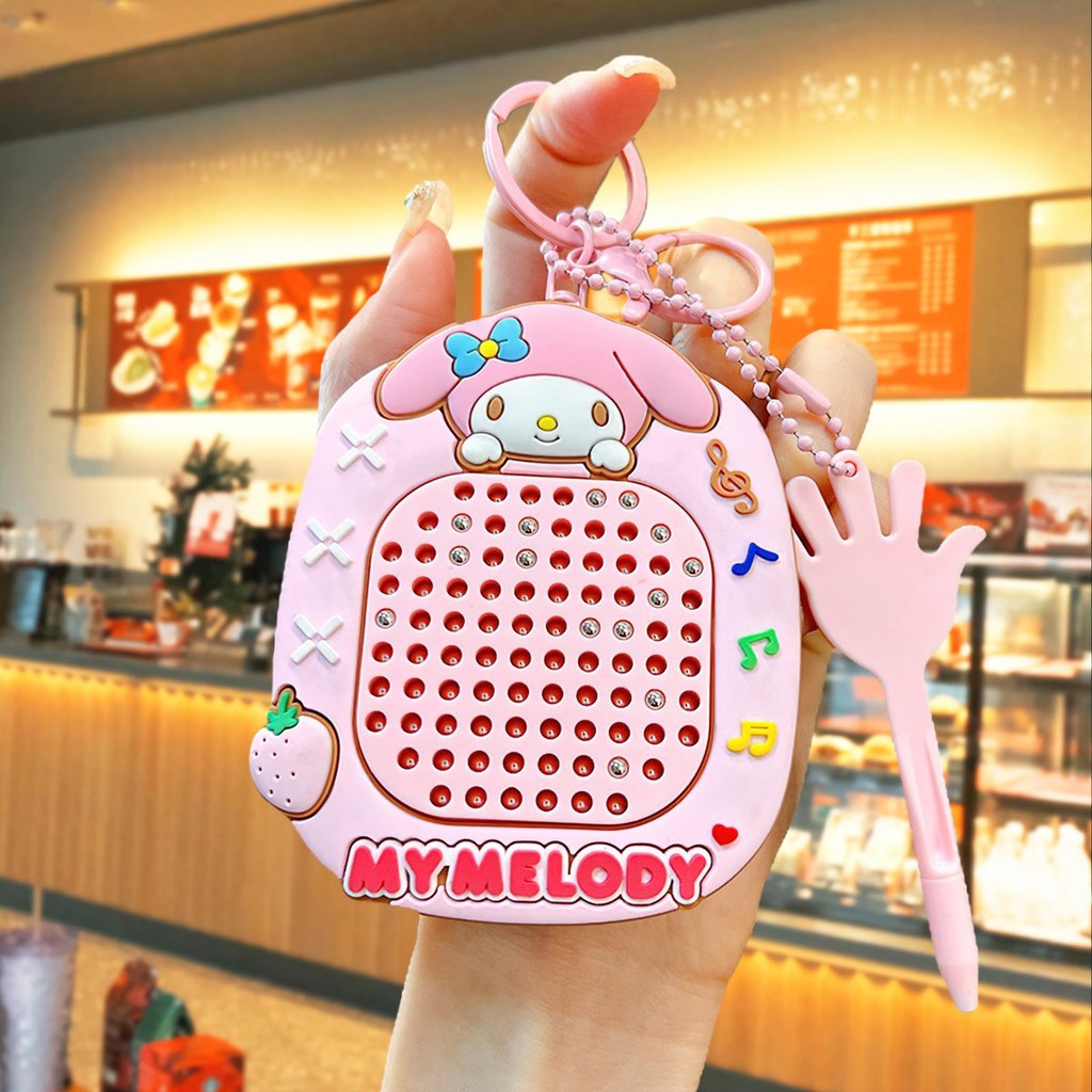 Móc khóa , Sanrio với mặt dây chuyền bảng vẽ bóng thép, trang trí treo vui nhộn cho trẻ em