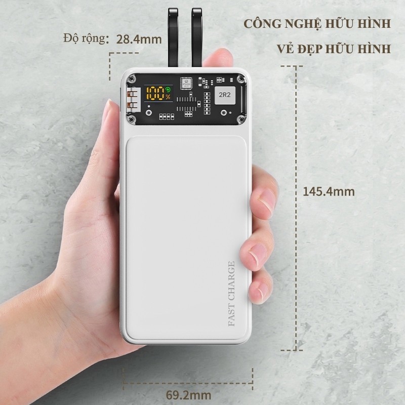Sạc Dự Phòng 30000mAh Với Cổng Sạc Nhanh 22,5W và PD 20W Kèm 2 Đầu Sạc Màn Hình LED