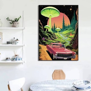Retro Người Phụ Nữ Khói Siêu Thực Nấm Ảo Giác Áp Phích Treo Tường Nghệ Thuật Vintage Canvas Tranh In Hình Ảnh Phòng Khách Trang Trí Nhà