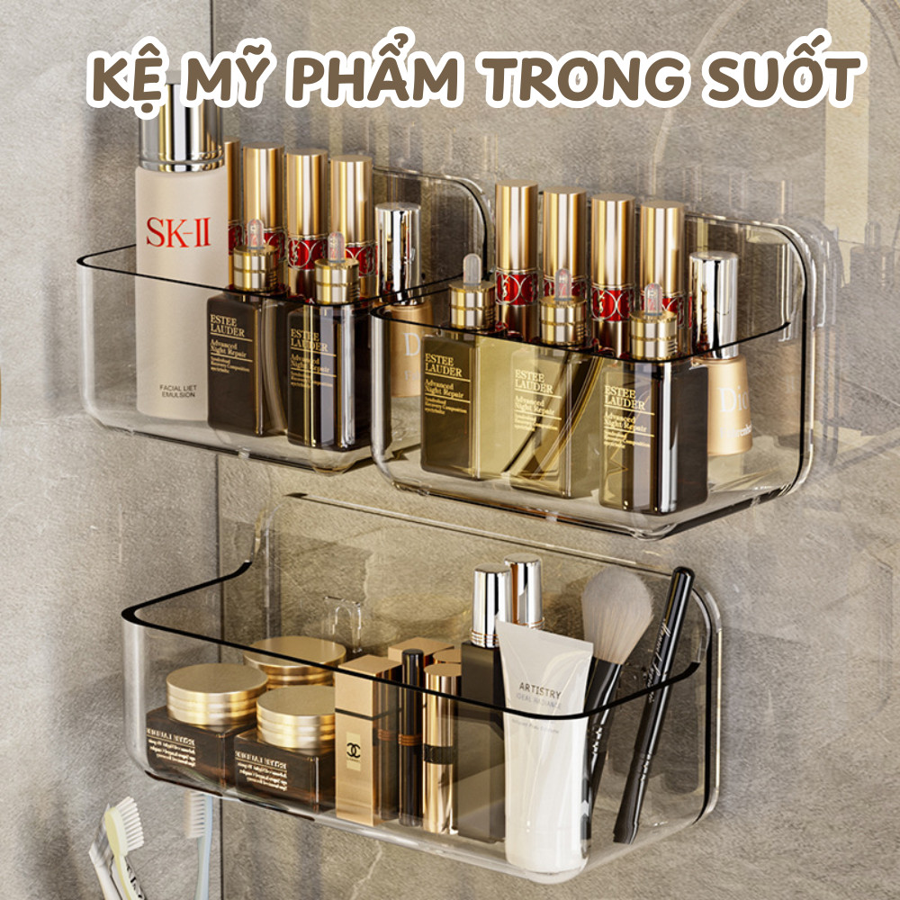 Kệ Treo Đồ Nhà Tắm Dán Tường DINO, Giá Để Đồ Mỹ Phẩm, Đồ Nhà Bếp Bằng Nhựa Trong Suốt Sang Trọng
