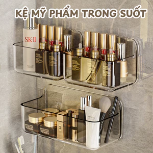 Kệ Treo Đồ Nhà Tắm Dán Tường DINO, Giá Để Đồ Mỹ Phẩm, Đồ Nhà Bếp Bằng Nhựa Trong Suốt Sang Trọng
