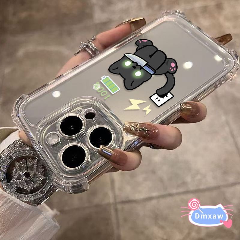 Ốp Điện Thoại Mèo Đen Dễ Thương Cho OPPO Reno 6 5 Pro Plus 6Z 5F 5Z 5K 4 Pro SE Lite 4F 4Z 3 Pro 2 2Z 2F Z ACE 2 5G 4G Vỏ Phim Hoạt Hình Bốn Góc Vỏ Mềm Trong Suốt Chống Sốc