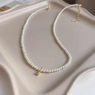 Ngọc trai Hàn Quốc hạt tròn nhỏ, mặt dây chuyền vòng cổ choker đơn giản, thời trang