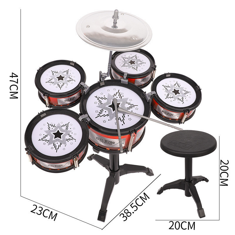 Bộ trống jazz drum 5 trống, tặng kèm ghế, Bộ Trống Sôi Động Cho Bé, trò chơi giải trí trong nhà