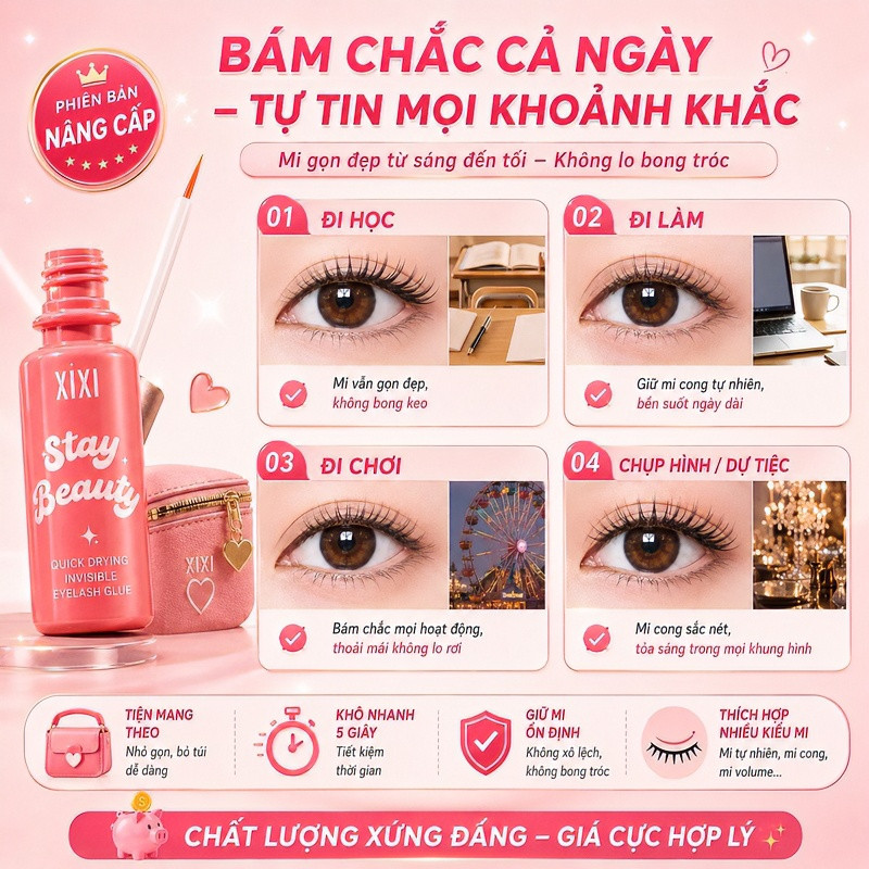 XIXI Keo Gắn Mi Giả Thế Hệ 3 GJ49 Dính Lâu, Không Lem, Khô Nhanh, Chống Nước, Tự Nhiên