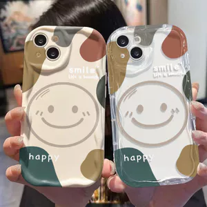 Ốp Lưng Samsung Galaxy A07 A06 A05 A04 A17 A16 A15 A14 A13 A25 A23 A22 A35 A33 A32 A31 A56 A55 A52 A51 A50 Kem Vồng Cong Edge Motif Smile Face NYK441