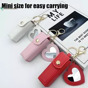 BeautifulHomeA Màu Trơn Di Động Lipsti Túi Ví Móc Khóa Túi Bảo Quản Mini Dành Cho Nữ Vỏ Bảo Vệ Môi Có Gương Trang Điểm Mini VN