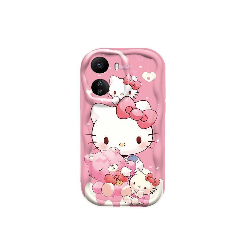 Vỏ Silicon Hoạt Hình Cho Redmi 13C / POCO C65 Vỏ Điện Thoại Mềm 3D TPU Kitty Sinh Viên Chống Sốc Ốp Lưng