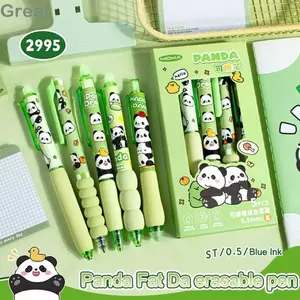 GREA 5 Cái / bộ Bút Gel, Bút Xóa Mực Xanh 0.5 Mm Nhanh Khô, Hoạt Hình Capibara Gấu Trúc Thỏ Mềm Cầm Bút Trung Tính Văn Phòng Trường Học