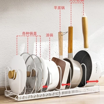 [Sản phẩm mới] Giá đỡ nắp nồi có thể thu vào Giá để nồi Kệ để bàn Giá để bàn để bàn để đồ nhà bếp đa chức năng để đồ thoát nước