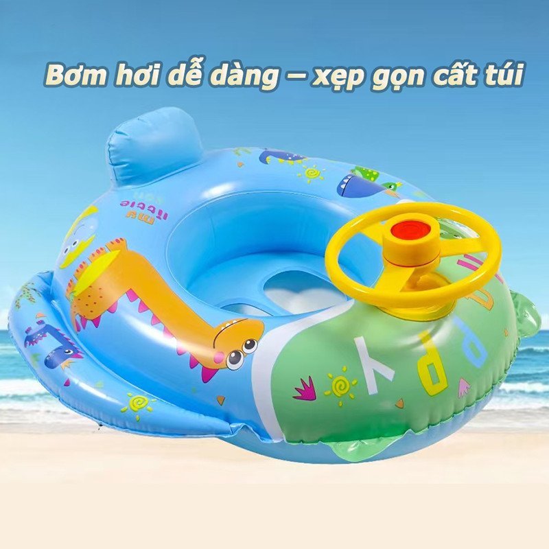 phao bơi trẻ hình khủng long nàng tiên cá pvc dày chống rách đi biển hồ bơi tập bơi an toàn