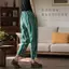 Quần vải lanh Cotton nữ dáng rộng Size lớn Mùa hè Phong cách mới Vải lanh mỏng sọc Harem Quần dài đến mắt cá chân