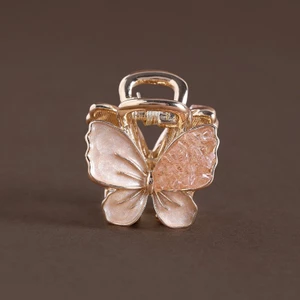 MAUROPOLI Bướm Pha Lê Cánh-Kính Hồng Pha Lê Bướm Mini Kẹp Cổ Tích Nửa Miếng Tóc Đầu Lưng Cô Gái Tinh Tế Phụ Kiện Tóc Nữ