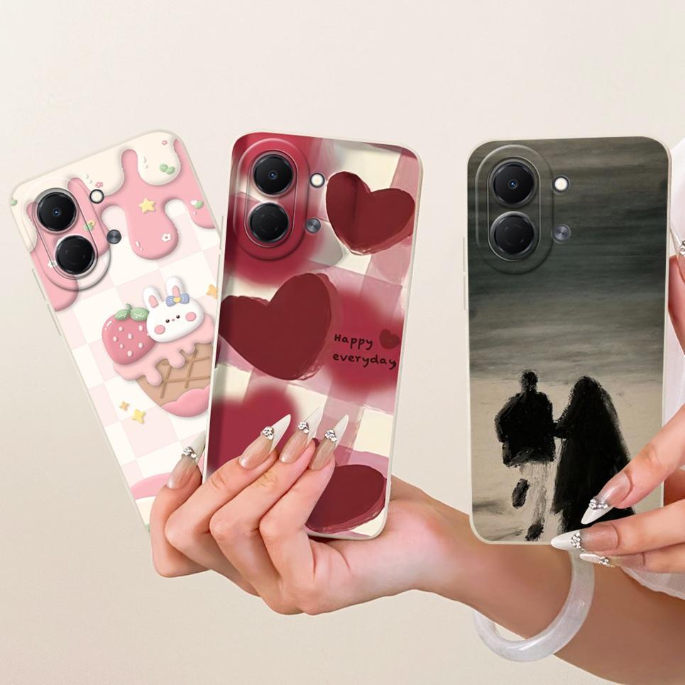 Phim Hoạt Hình Thẩm Mỹ Cặp Đôi Trái Tim Thời Trang Vỏ Cho Tecno Spark Go 3 GO3 KN3 Ốp Lưng Mờ Chống Sốc Silicon Mềm Vỏ Điện Thoại
