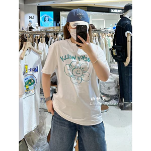 Wacky willy 100% Cotton Cao Cấp Áo Thun Tay Ngắn Bảng Chữ Cái Hoa Lớn In Tiêu Chuẩn Nam Nữ Tay Ngắn Thông Thường 0617
