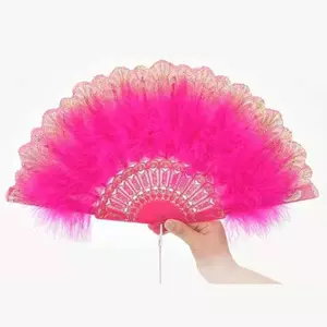 Quạt gấp lông vũ Lolita Nhật Bản Cô gái cổ tích ngọt ngào Dark Gothic Court Dance Hand Fan có mặt dây chuyền Quà tặng Trang trí tiệc cưới VN