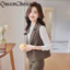 Phụ Nữ Mùa Xuân Chắc Chắn Áo Vest Đen Nữ Thường Ngày Không Tay Áo Blazer Trang Phục