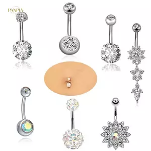 PNPIA- 7 Cái / bộ Thép Không Gỉ Pha Lê Bụng Nút Nhẫn Rốn Cơ Thể Trang Sức Xuyên