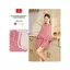 Bộ đồ mặc nhà nữ CARDINA chất liệu thô kẻ sát nách đùi cổ tròn gấu bèo tầng 6BON01