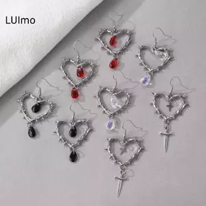 LUImo 1 Đôi Bông Tai Thiết Kế Trái Tim Gai Phong Cách Gothic Retro, Bông Tai Hình Trái Tim Có Gai, Bông Tai Trung Lập Quà Tặng Tiệc Ngày Lễ SBS