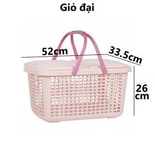 Giỏ đi sinh nhựa VIỆT NHẬT - Làn có nắp, quai xách, đựng đồ, quần áo mẹ bé - 2600/1/2