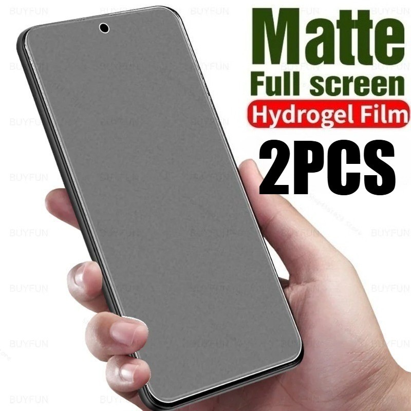 2 Chiếc Full Cover Frosted Hydrogel Film Cho Redmi Note 11 11E 11S 11SE 11s 12 Pro Plus Discovery Speed Turbo Chống Cháy Nổ HD Phim Mềm Trong Suốt Tấm Bảo Vệ Màn Hình Phía Trước Mờ Và Xanh