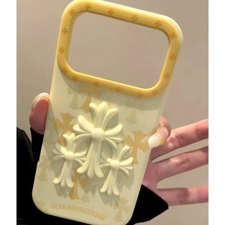 Ốp Điện Thoại Silicon Lỏng Cao Cấp Màu Vàng Stereo Cross Cho iPhone 17 Pro Max 16 15 14 13 Pro Max Bảo Vệ Camera Chống Sốc Ốp Lưng Mềm Chống Rơi