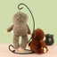 YUUKII Sloth Mặt dây chuyền nhỏ, Mặt dây chuyền mô phỏng Con lười động vật nhồi bông, Móc khóa mềm dễ thương Mô phỏng Sloth Pendan