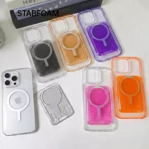 Giá đỡ thẻ từ tính điện thoại STABFOAM, Acrylic chống trầy xước cho ví MagSafe, Túi đựng thẻ điện thoại đơn giản trong suốt bền bỉ sáng tạo cho 17 / 16 / 15 / 14 / 13 / 12