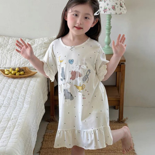 Váy ngủ bé gái dễ thương - đồ mặc nhà trẻ em mỏng nhẹ họa tiết hoạt hình thoáng mát mùa hè
