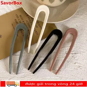Kẹp tóc hình chữ U SAVORBOX, Kẹp tóc phong cách Trung Quốc PVC phong cách Trung Quốc, Thiết kế hình chữ U nhiều màu đơn giản Đầu thịt viên Hiện vật chung