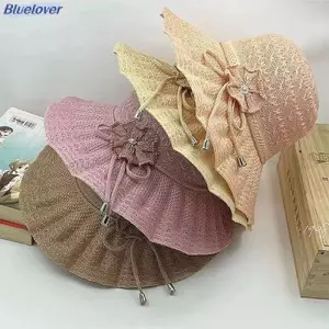 Bluelover Rộng Vành Chống Tia UV Mũ Rơm Thời Trang Thường Ngày Thoáng Khí Đi Biển Mũ Buet Mũ Mùa Hè Mũ Chống Nắng Mới