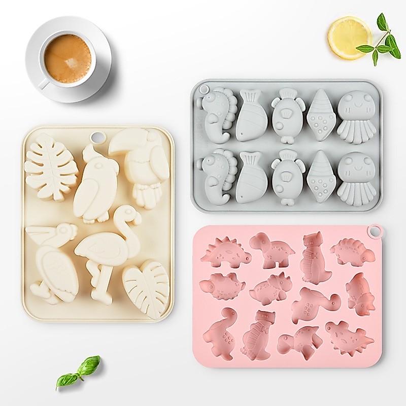 Khuôn Silicone Làm Bánh / Sô Cô La / Nến Thơm Hình Khủng Long / Chim Hồng Hạc