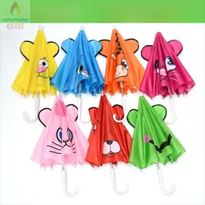 GIL Kids Umbrella, Đồ đi mưa búp bê nhiều màu được xử lý dài, Họa tiết sáng tạo dễ thương Mô hình tai hoạt hình Mô hình trẻ em Ô dù Ngày mưa