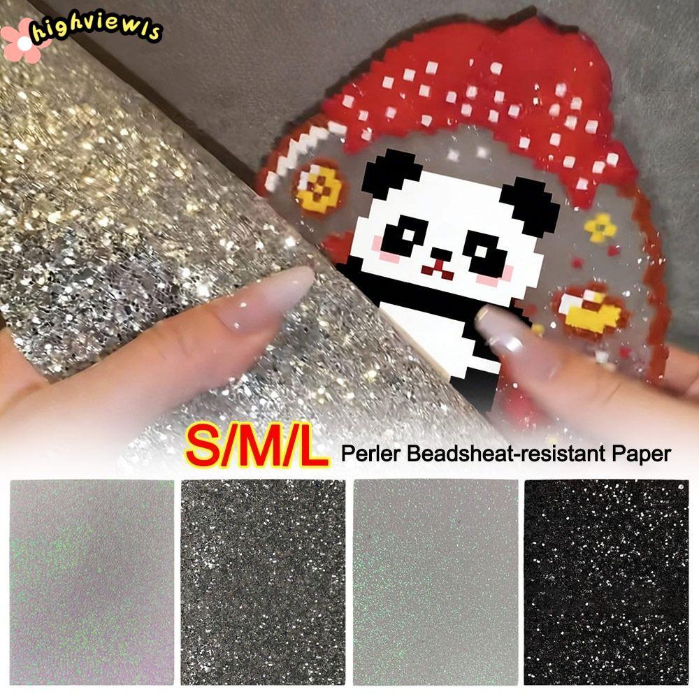 HIGHVIEWLS Giấy chịu nhiệt hạt Perler, Phụ kiện đồ chơi DIY thủ công Hạt Perler Vải nướng, Giấy ép nhiệt lấp lánh cho hạt Perler ảnh