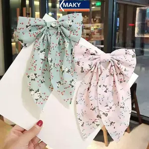 Kẹp tóc nơ MAKY bản lớn, ruy băng buộc tóc hoa nhí phong cách Hàn Quốc, phụ kiện tóc nữ Dubill VN