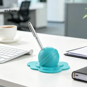 Linh hồn| Đế bút mới lạ, Giá đỡ bút thiết kế hình cầu in 3D, Phụ kiện bàn làm việc sáng tạo, Dụng cụ sắp xếp bàn đúc một mảnh bền bỉ cho đồ dùng văn phòng, Máy tính để bàn tiết kiệm không gian Ornam