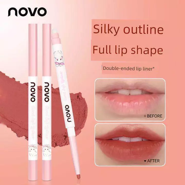 chì kẻ viền môi Bàn chải môi của riêng bạn!No Novo Hai Đầu Lip Liner, Bút Chì Môi Móc Màu Khỏa Thân, Chống Thấm Nước, Giữ, Không Phai Màu