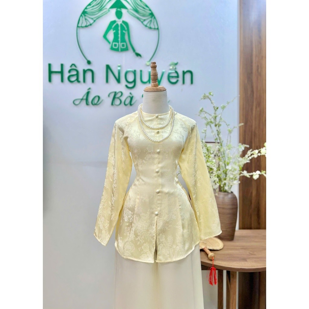 B.A210 - Áo Bà Ba GấM PhượNg HoàNg Cát Hỷ Cổ TròN Nút BọC Nụ Dây Kéo (Quần Dây Kéo Cùng Chất)