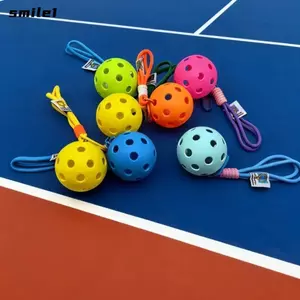 Mặt dây chuyền Pickleball SMILE, Móc khóa quả cầu Pickleball đầy màu sắc trang trí, Vòng chìa khóa quả cầu chì sáng tạo Mini dành cho những người yêu thích quả cầu Pickleball