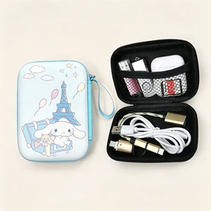 Túi lưu trữ Cinnamoroll dễ thương, Bảo vệ bộ sạc Túi bảo vệ cáp di động, Túi son môi da PU di động Du lịch