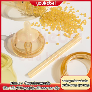 Ti giả và cọ rửa bình sữa silicon cho bé kèm ống hút và núm vú cổ rộng dụng cụ vệ sinh cọ ống hút và rửa ống hút an toàn