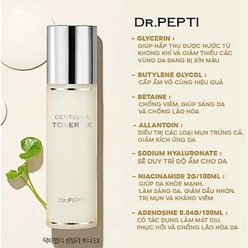 Nước Hoa Hồng Dr.Pepti Centella Toner Ex Cấp Ẩm, Dưỡng Da Căng Bóng 180ml HH01