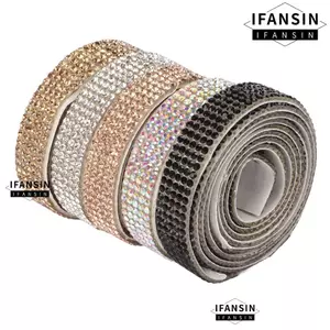 FANSIN 5 chiếc Ruy băng kim cương giả DIY, 5 hàng Dải kim cương giả tự dính rộng 1cm, Nhãn dán ruy băng pha lê tổng cộng 5 thước cho hàng thủ công